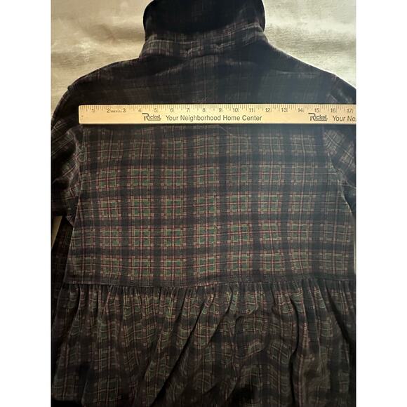 Jones New York M velvet maxi dress home gown Christmas checked black dark plaid - Picture 9 of 15